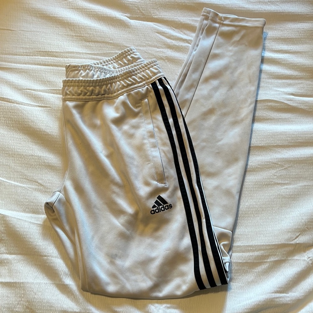 White w black stripe Addidas joggers